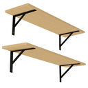 DINZI LVJ Long Wall Shelves, 31.5 Inch Wall Mounted Shelves Set of 2, Easy-to-Install, Wall Storage Ledges with Sturdy Metal Brackets for Living Room, Bathroom, Bedroom, Kitchen, Natural