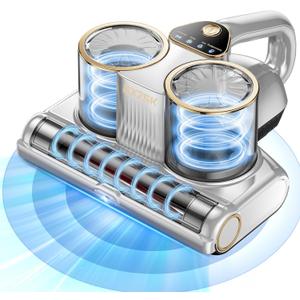 Mattress Vacuum Cleaner, 16kPa Bed Vacuum Cleaner with 253.7nm UV-C Light, Ultrasonic & 140 Heating, Dual Cup & Widen Suction Port Handheld Vacuums for Bed, Sofa, Couch, Crib (500W, Corded) (Silver)
