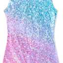 Gymnastics Leotards for Girls Shiny Toddler Biketard Unitard One Piece Tumbling Outfits (4-5T, Diamond Pink Green)