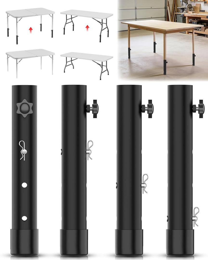 4pk Folding Table Risers,3 Level Heavy-Duty Carbon Steel Folding Table Leg Extensions Risers for Bent and Straight table legs,Table Lifts Risers improve your PainRelieves Back Painriser up to 5.8")