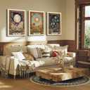 3Pcs Tarot Canvas Wall Art Boho Flower Mystical Astrology Painting Vintage Sun And Moon Celestial Botanical Posters Print for bedroom living room meditation space Decorations Direct Suspension