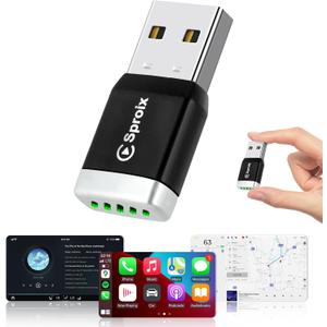 Wireless Carplay Adapter for Apple iPhone iOS 10+ ＆ Android Mini UltraCompact USBA Dongle Converts Wired to Wireless Car Play Adapter Plug & Play Fast Auto Connection for Cars 2016+