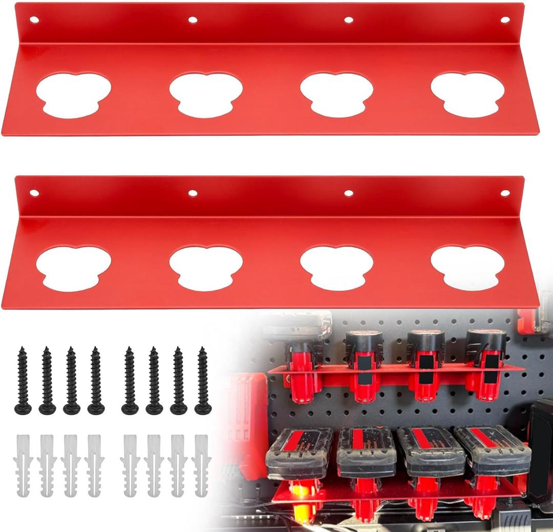 2-Pack Battery Holder W/Screws for Milwaukee M12, 12V Battery Holder, Wall Mount for 12V Batteries