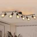 HiBay 6-Light Track Lighting, Directional Rotatable Ceiling Light Fixture, Black Farmhouse Track Spotlight for Kitchen, Bedroom, Living Room, E26 Base (Bulbs Not Included)