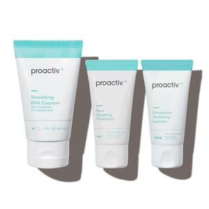 Proactiv+ 3 Step Advanced Skincare Acne Treatment  Salicylic Acid Face Wash, Benzoyl Peroxide Pore Minimizing Treatment, and Salicylic Acid Hydrating Moisturizer - 30 Day Complete Acne Skin Care Kit (0.8 Fl Oz (Pack of 5))