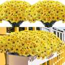 Kinisty 20 Bundles Outdoor Artificial Flowers UV Resistant with Yellow Faux Silk Flowers and No Fade Fake Plastic Plants for Spring Summer Outside Planters Porch Window Box Garden Decor