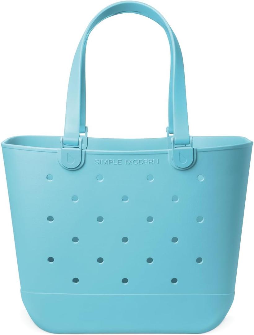 Simple Modern Extra-Large Beach Bag | Waterproof Getaway Rubber Tote with Zipper Pocket for Travel, Pool, Boat, Groceries, Sports | Nantucket Tides | Extra-Large, Waterproof, Getaway, Zipper Pocket, Travel