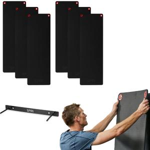 SPRI Hanging Exercise Mats for Gyms, Closed-Cell Foam Yoga & Fitness Mats with Grommets, Thick Workout Mats for Studios & Group Fitness Classes, Wall Rack Mat Holder Storage, Black