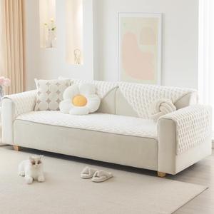 Couch Cover for Dogs Washable, Waterproof Couch Covers for 3 Cushion Couch Sofa Pet Friendly, Soft and Anti Slip (White, 1pc/28"x 83")