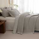 CozyTide Oversized King Quilt 120x120,100% Cotton Waffle Bedspread,3 Piece Ultra Soft Dark Khaki California King Coverlet Farmhouse Bedding Set for All Season