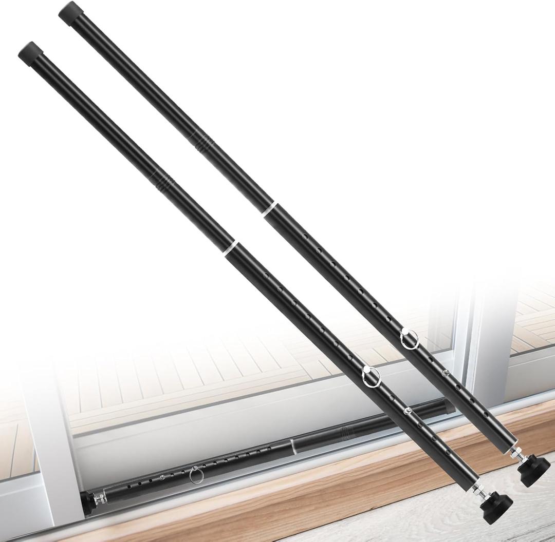 Supforce Sliding Door Security Bar, 17-55 inch Adjustable Patio Door Security bar with Rubber Tips, Heavy Duty Window Security Bars for Home Security, 2 Pack, Black