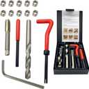 3/8-16 Inch Thread Repair Kit, Helicoil Thread Inserts Taps Kit with HSS Drill Bits Compatible Hand Tool Set for Damaged Thread Auto Repairing