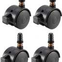 uxcell 1.5 Inch Swivel Caster Wheels Grip Neck Stem Caster Black Furniture Wheel with Brake and Mounting Socket, 4pcs