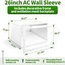 26 inch Air Conditioner Wall Sleeve with Decorative Frame & Exterior Grille
