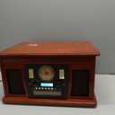 Victrola Navigator 8-in-1 Bluetooth Record Player with Built-in Speakers 3 Speed, CD Player, Cassette, FM Radio, USB, RCA Out, Headphone Jack, Wireless Music Streaming, Real Wood, Mahogany