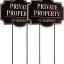 Sawysine 2 Pcs Corrugated Plastic No Trespassing Signs, 11.8 x 6.7 Inches, Private Property Decorative Signage with Stakes, for Garden Lawn Indoor Outdoor Use (Brown Text)