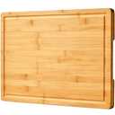 Bamboo Cutting Board for Kitchen, 18" Large Wood Charcuterie Cheese Board, Wooden Chopping Block with Side Handles and Juice Grooves
