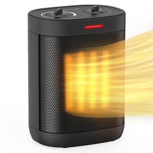1500W Space Heaters for Indoor Use, Portable PTC Ceramic Space Heater, Small Space Heater with Thermostat, Three Modes, Overheat and Tip-Over Protection for Office, Home
