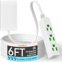 addlon Flat Plug Power Strip with Ultra-Thin Wall Plate, 6 FT Flat Extension Cord with 3 Standard 13A 1625W Outlets, Electrocution Protection, Includes 2 Sets of Fixing Clip, ETL Listed