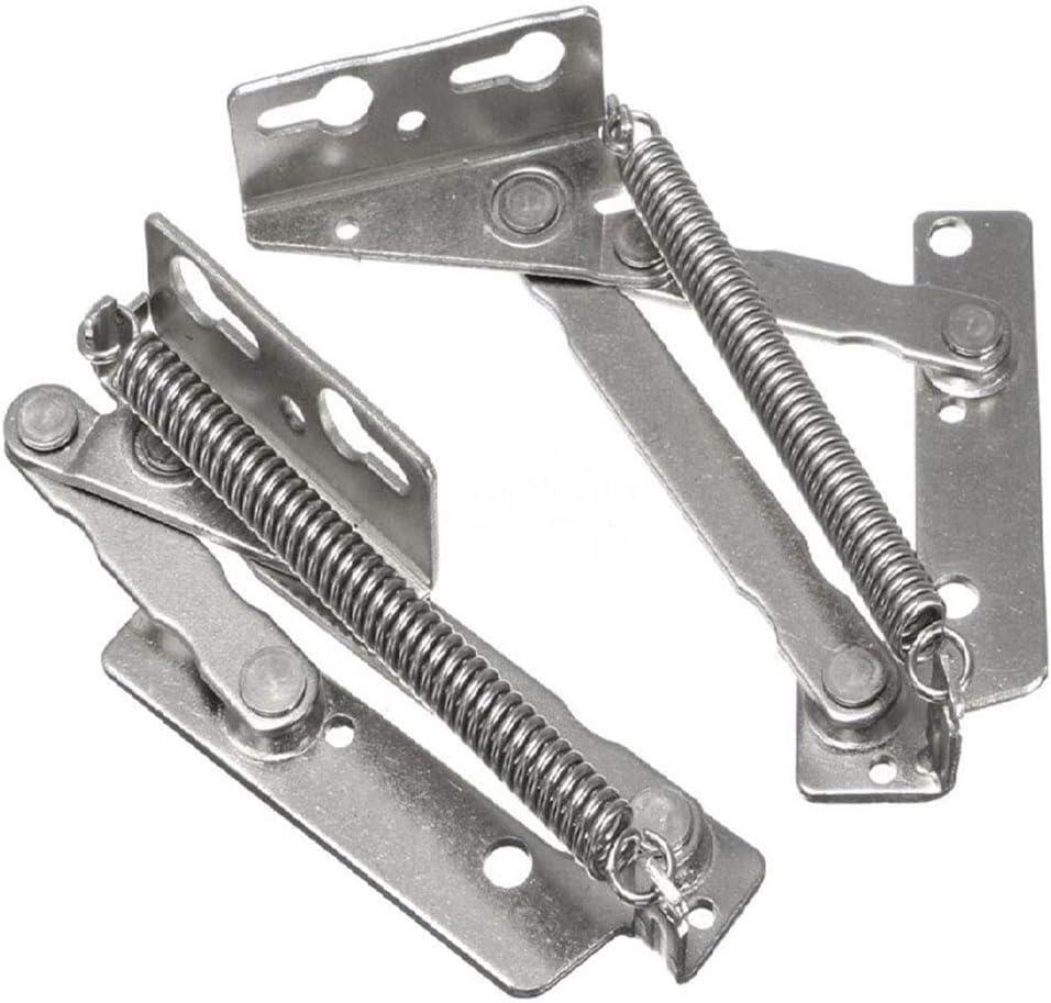 2 Pieces 80 Degree Foldable Lifting Bracket, Black Spring Hinges are widely Used in Sofa Hinge Lifters, Furniture Storage Support Hinges (Silver)