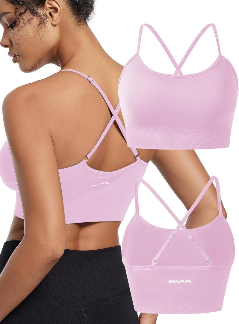 Women's Crossback Mid Impact Sports Bra with Removable Cups - Medium Support, Racerback Design (Blue)