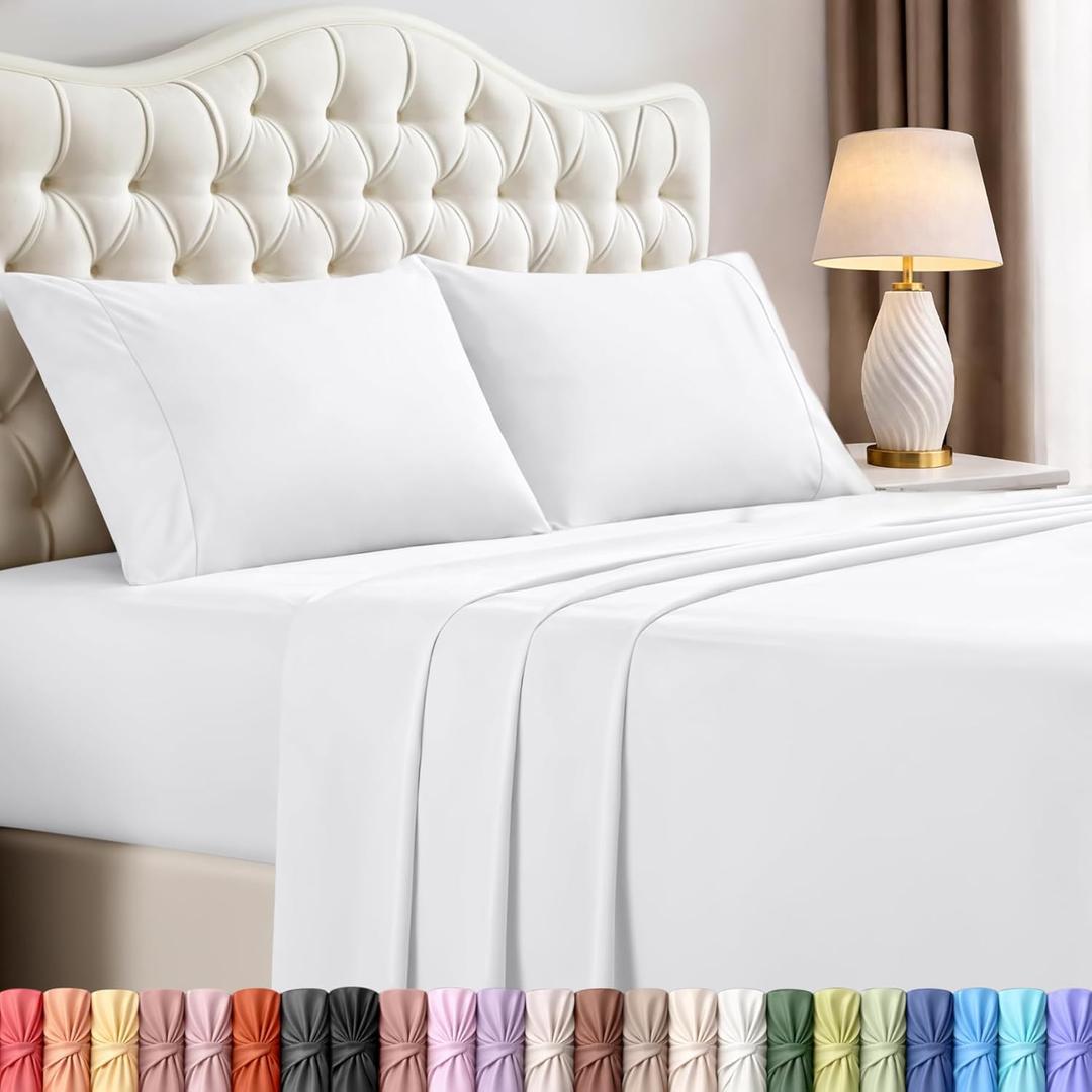 Utopia Bedding King Size Sheet Set 4 Piece Bed Sheets, Soft and Breathable Microfiber, Includes 1 Fitted Sheet, 1 Flat Sheet and 2 Pillowcases Oeko Tex (White)