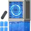 Large Swamp Cooler Air Conditioner, 2200CFM Evaporative Air Cooler, 24H Timer & 8 Gal Water Tank, 100Oscillation, 3 Speeds&4 Ice Boxes,Remote, Portable Cooling Fan for Garage Outdoor Large