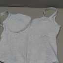 REORIA Women's Summer Fashion Sexy Square Neck Sleeveless Cute Trendy Going Out Lace Bustier Crop Tank Tops White Medium