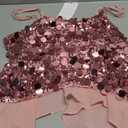 HomRain Women's Sexy Sequin Tops V Neck Strappy Casual Glitter Sparkly Camisole with Ruffle Party Sleeveless Tank Tops (Pink)