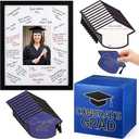 Gueevin Blue and Black Graduation Decorations 2026 Guest Book Alternative Graduation Card Box Advice Cards 11x14in Signature Board Picture Frame for Class of 2026 Congrats Grad Party Decor Supplies