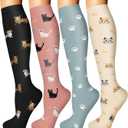 Iseasoo 4 Pairs Compression Socks for Women Circulation-Best Support for Nurses,Running,Athletic,Travel (Large-X-Large, 08-1-black/Pink/Blue/Light Yellow)