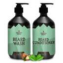 Striking Viking Beard Wash and Conditioner (Tea Tree & Biotin) - Paraben & Sulfate Free Cleansing Care for All Beard Types (10oz Per Bottle)
