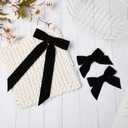 2 x 3PCS Velvet Hair Bow Black Hair Ribbon Clips for women Girls Fall Alligator Hair Clips Hair Accessories Toddlers Kids Teens