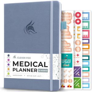 Clever Fox Compact A5 Medical Planner 12-Month  Medical Notebook, Health Diary, Wellness Journal to Track Health 12 Months (Windy Blue)