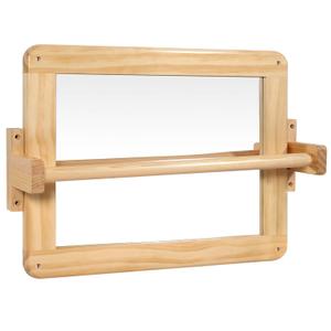 DGD Montessori Mirror Baby Wall, Baby Pull Up Bar, Tummy Time Mirror for Newborn Montessori 3-in-1 Shatterproof Mirrors, Wooden Pull Up Bar, Toddler Pulls Up Bar, (Small)
