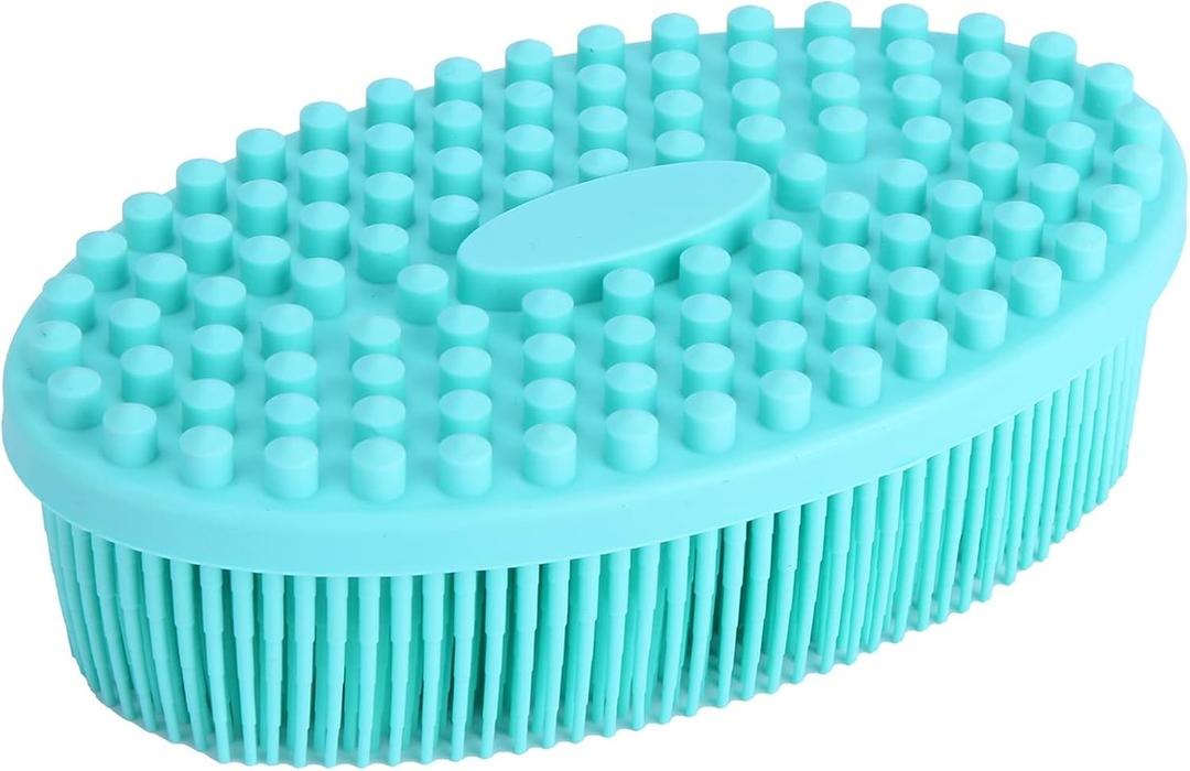 Silicone Shower Brush, Gigicial Multifunctional Massage Brush Baby Tactile Training Tool Baby Hair Scrubber Scalp Massager Comb for Home Shower Bathroom (Green)