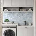 White and Blue Wallpaper Peel and Stick Wallpaper Boho 17.3"197" Modern Wallpaper Self Adhesive Removable Wall Paper for Bedroom Blue Contact Paper for Cabinets Drawers Shelf Home Decor Vinyl Film