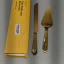 Cake Cutting Set for Wedding, Elegant Cake Knife and Server Set with Thickened Stainless Steel Rounded Edges, Cake Cutter Pie Spatula for Birthday Anniversary Christmas, 2 Pcs, Gold