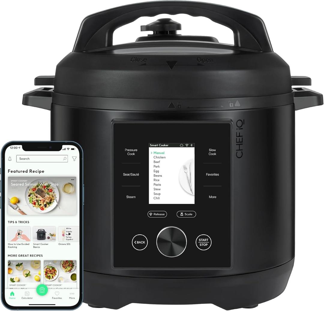 CHEF iQ Smart Pressure Cooker with WiFi and Built-in Scale - Easy-to-Use 10-in-1 Multicooker with 500+ Guided Recipes - Rice Cooker, Slow Cooker, Instant Meals for Foodies - 6 Quart - Family Size