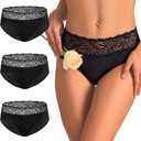 Battewa Leak Proof Underwear for Women Full Cover Incontinence Underwear Pee Proof Adult Briefs Washable Overnight, Large, Black 3