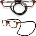 Magnetic Blue Light Blocking Reading Glasses for Presbyopia, Blue Light Filter, and Interchangeable Adjustable Straps (Brown)