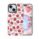 GUESNUY Aesthetic Phone Case Compatible with iPhone 13&14, Cute Case Compatible with MagSafe, Soft Clear TPU Anti-Slip Bumper Protective Cover Strawberry Bow Pattern for Women Girly