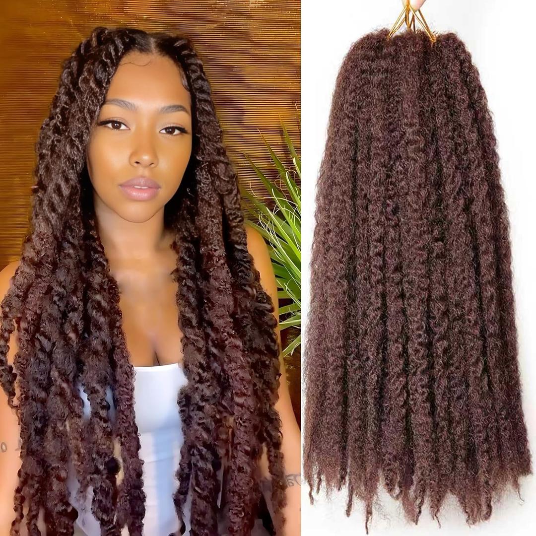 Marley Twist Braiding Hair 24 inch Afro Kinky Curly Crochet Braids 8 Packs Cuban Twist Crochet Braids Synthetic Low Maintenance Skin-Friendly Marley Hair Extensions(33#, Packs of 8)