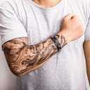 Leather Cuff Bracelet Punk Bracelet Rock Braided Rivets Wristband for Men Women Adjustable (A1:2PCS)