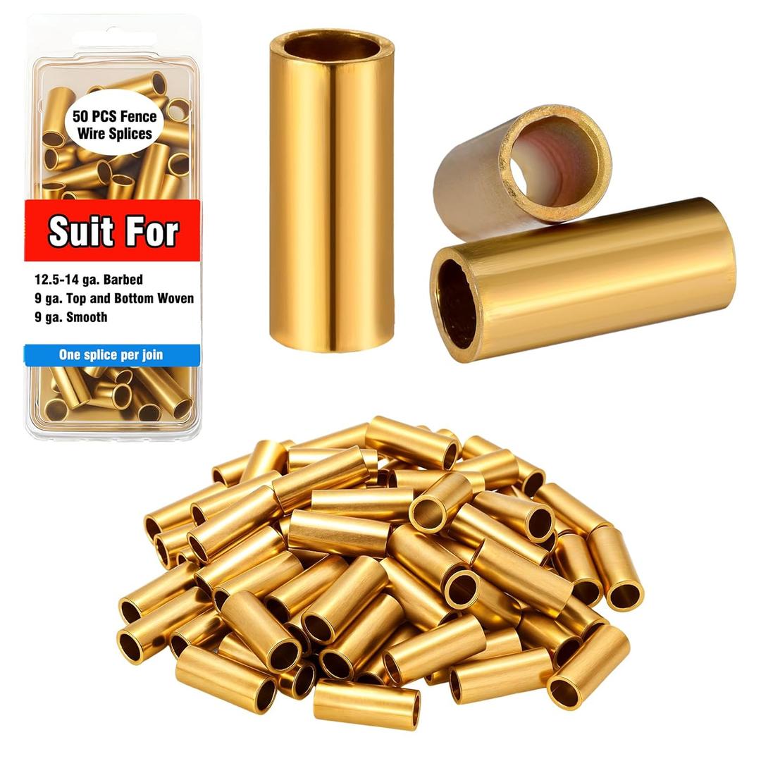 Blulu 50 Pack Fence Wire Splices for Barbed Wire Fencing Weather Resistant Crimping Sleeves for Fence Repair and Installation Works with 12.5-Gauge Barbed and 9-Gauge Fencing