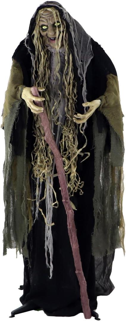 Haunted Hill Farm 68" Standing Witch Halloween Animatronic