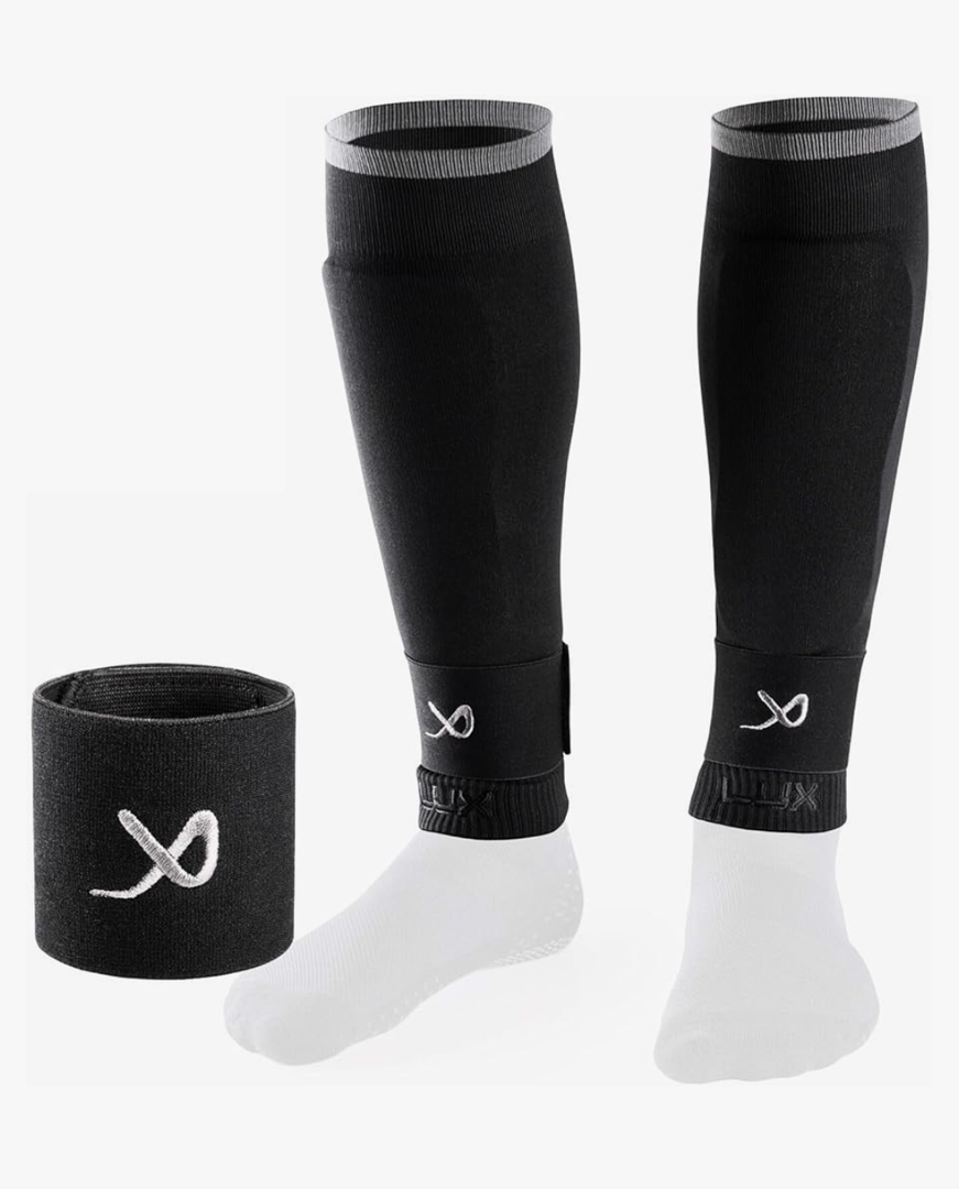 LUX Soccer Sleeves w/FREE Guard Stays for Men/Boys/Youth Compatible w/Soccer Grip Sock L 