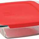 Easy Grab Square Glass Baking Dish with Red Lid - 8"
