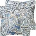 Pack of 2 Decorative Pillow Covers Throw Pillow Cases,Paisley Pattern,18X18 Inches,Blue Brown Cream Multicolor