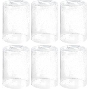 GO&SO 6 Pack Clear Bubble Seeded Glass Shade, 5.5in Height, 3.94in Diameter, 1.65in Fitter, Cylinder Glass Lamp Shade Replacement,for Pendant light/Wall Sconce/Floor Lamp/Desk Lamp/Chandelier